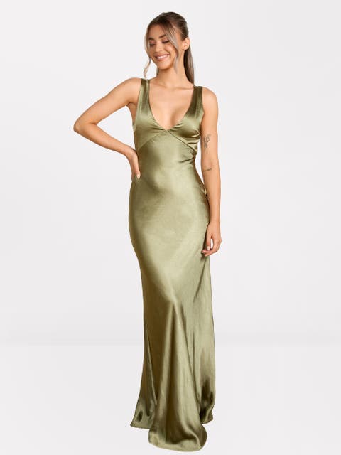Twist Back Satin Bridesmaid Dress
