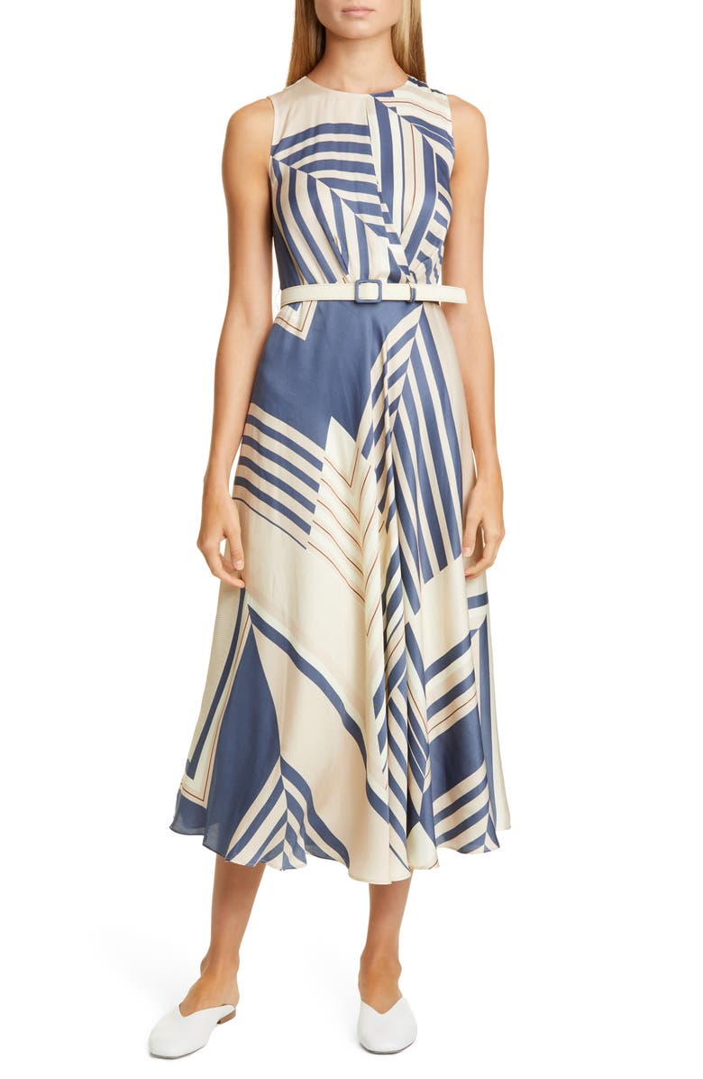Lafayette 148 New York Amalia Belted Midi Dress, Main, color, 
