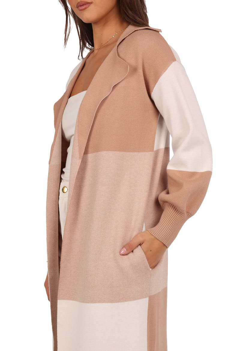 Kingston Large Check Long Cardigan, Alternate, color, BEIGE CHECK