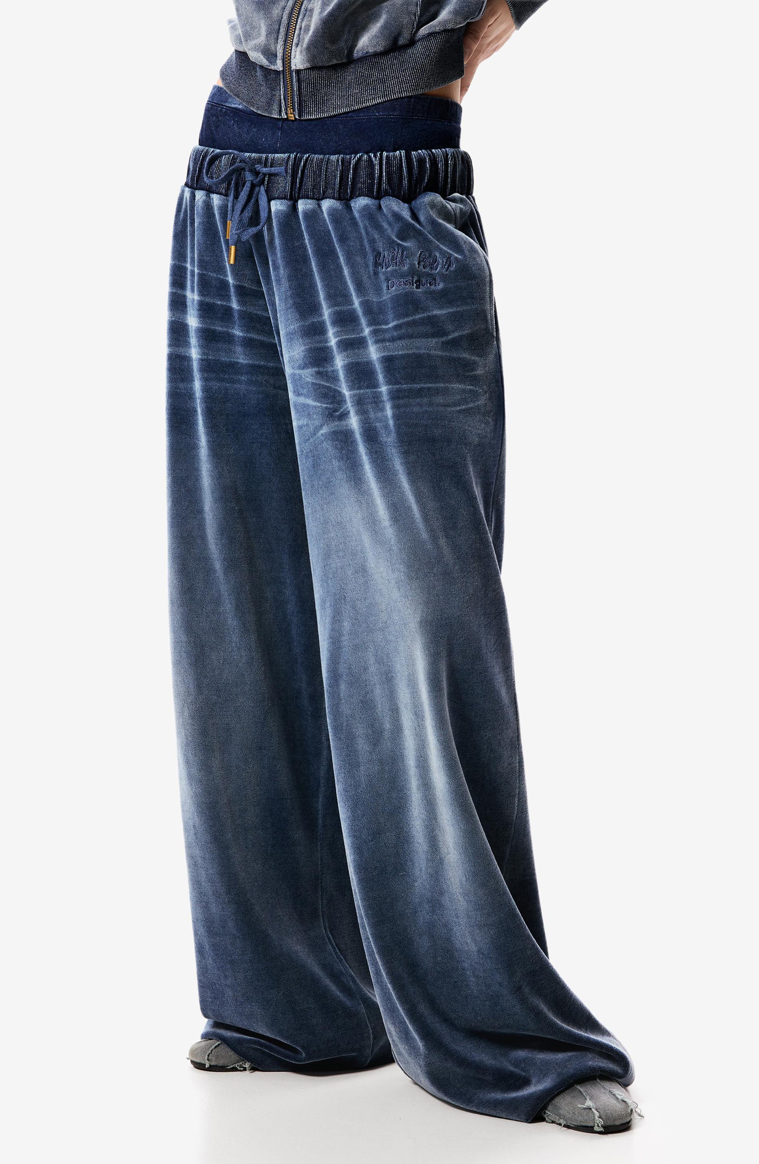 Cotton Blend Velour Drawstring Pants