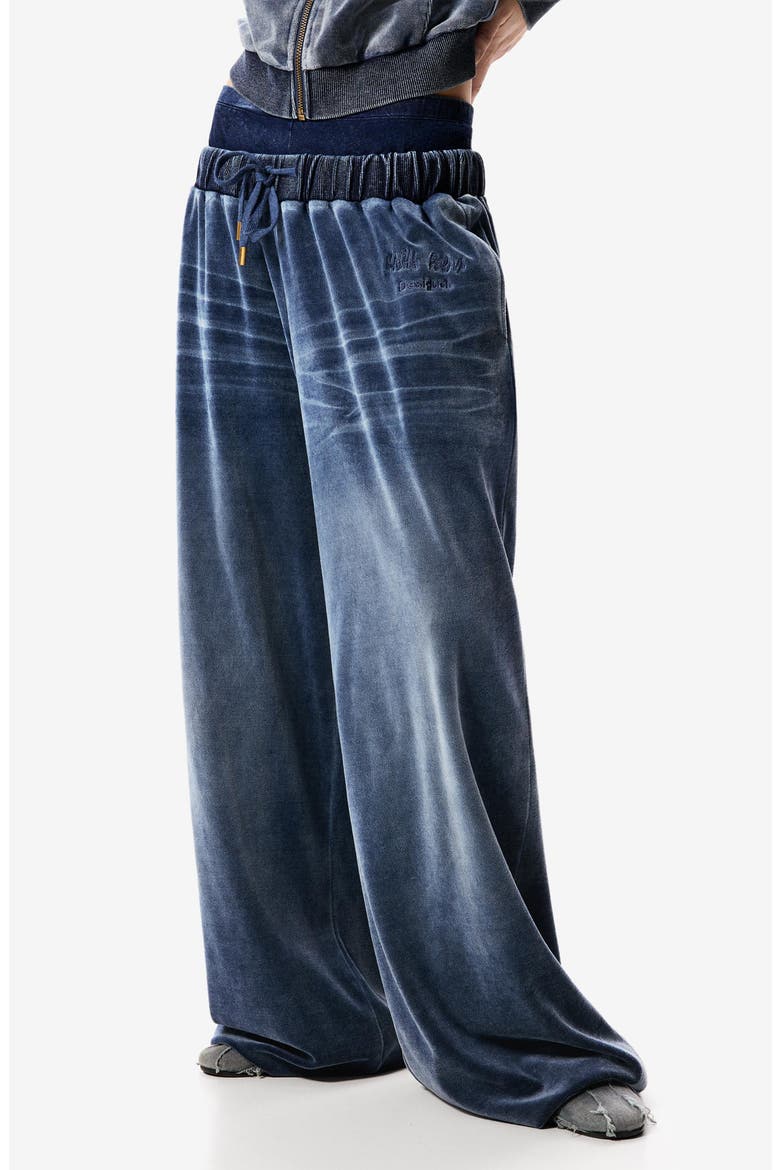Cotton Blend Velour Drawstring Pants, Main, color, NAVY BLUE