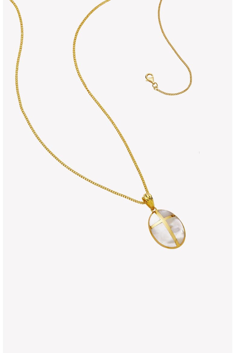 Mother Of Pearl Cross Pendant Necklace, Alternate, color, 18k Gold Plated