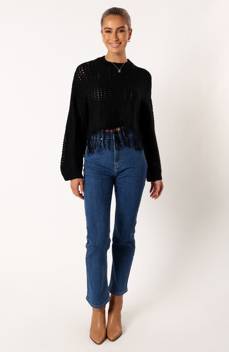 Petal & Pup Katalina Fringe Sweater, Alternate, color, Black
