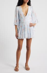 LoveShackFancy Auralie Floral Long Sleeve Minidress