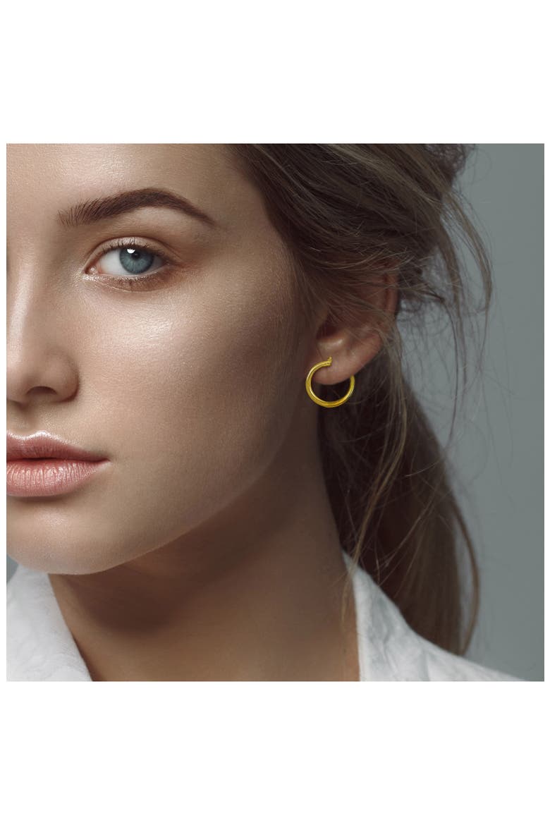 14K Yellow Gold Contorted Frontal Hoop Earrings, Alternate, color, GOLD