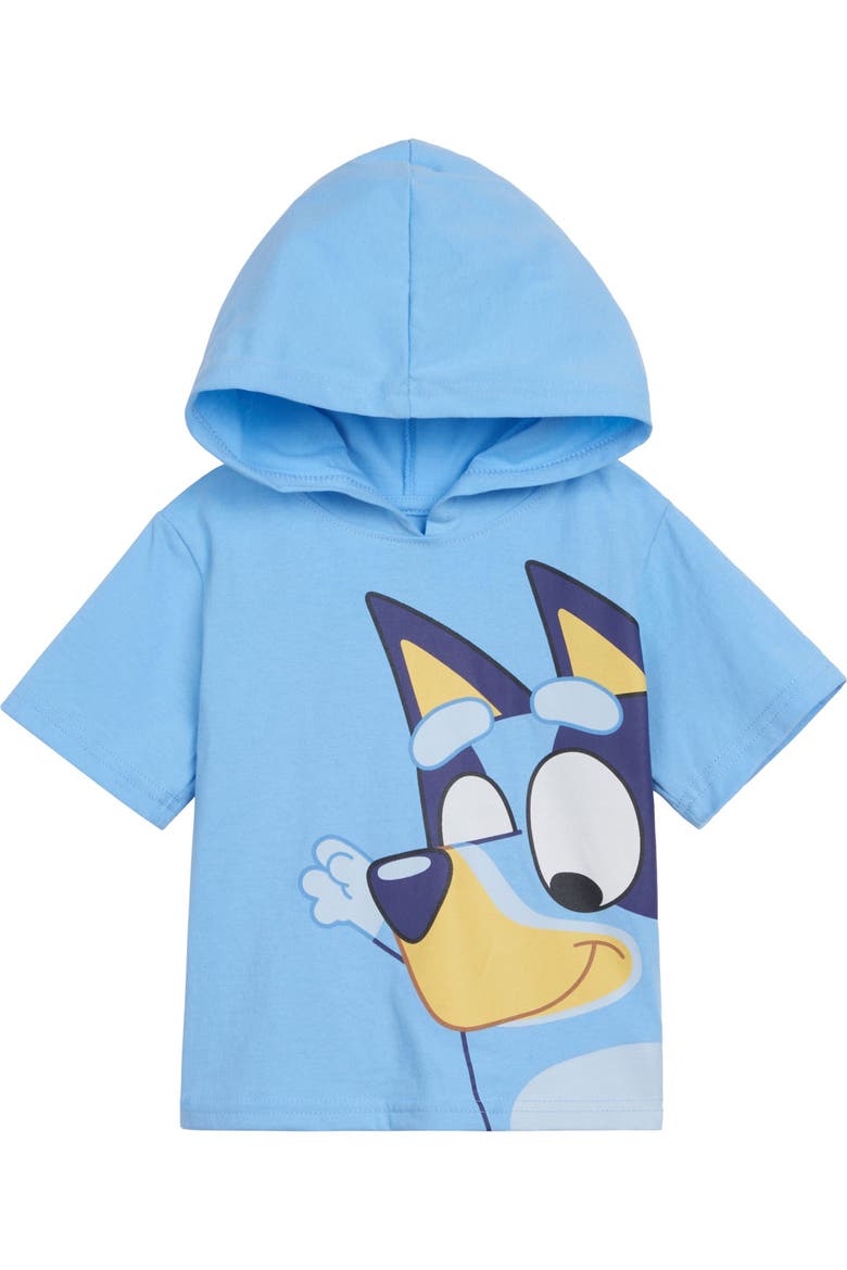 2-Piece Hooded Tee and Shorts Set, Alternate, color, Sky Blue Bluey Bingo