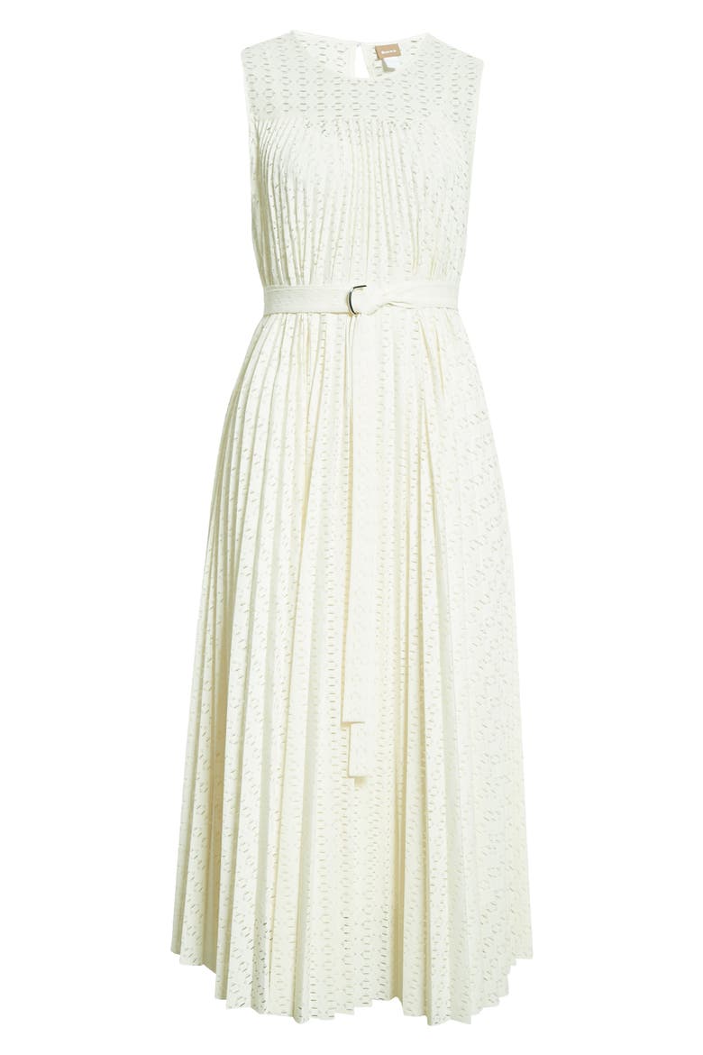 Deplica Cutout Pleated Dress, Alternate, color, SOFT CREAM