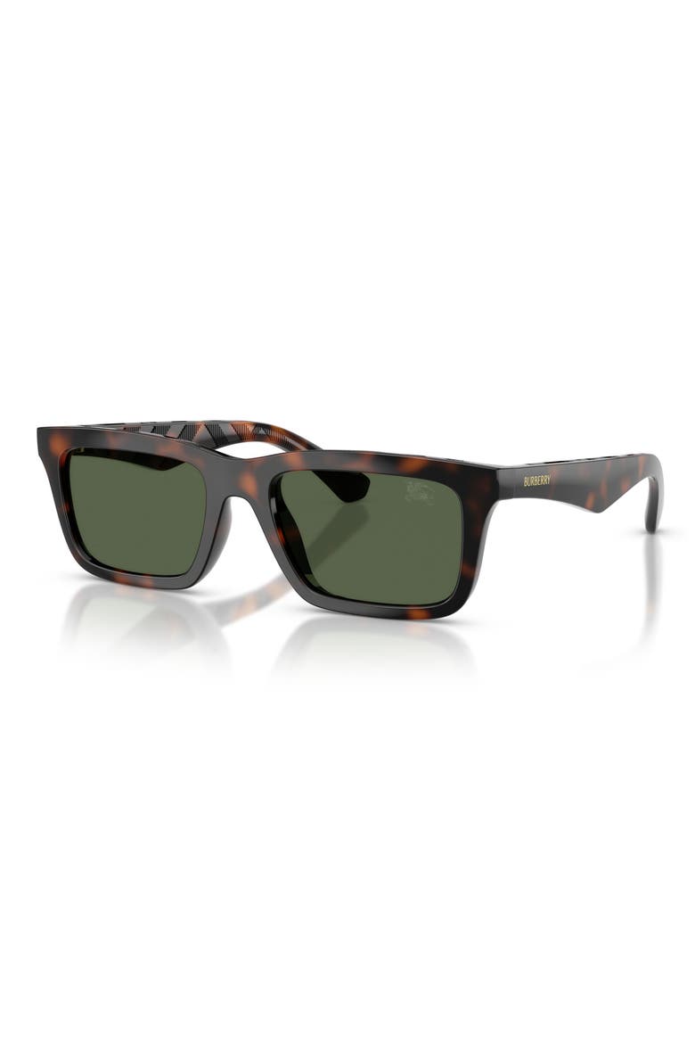 53mm Polarized Rectangular Sunglasses, Alternate, color, DARK HAVANA / DARK GREEN POLAR