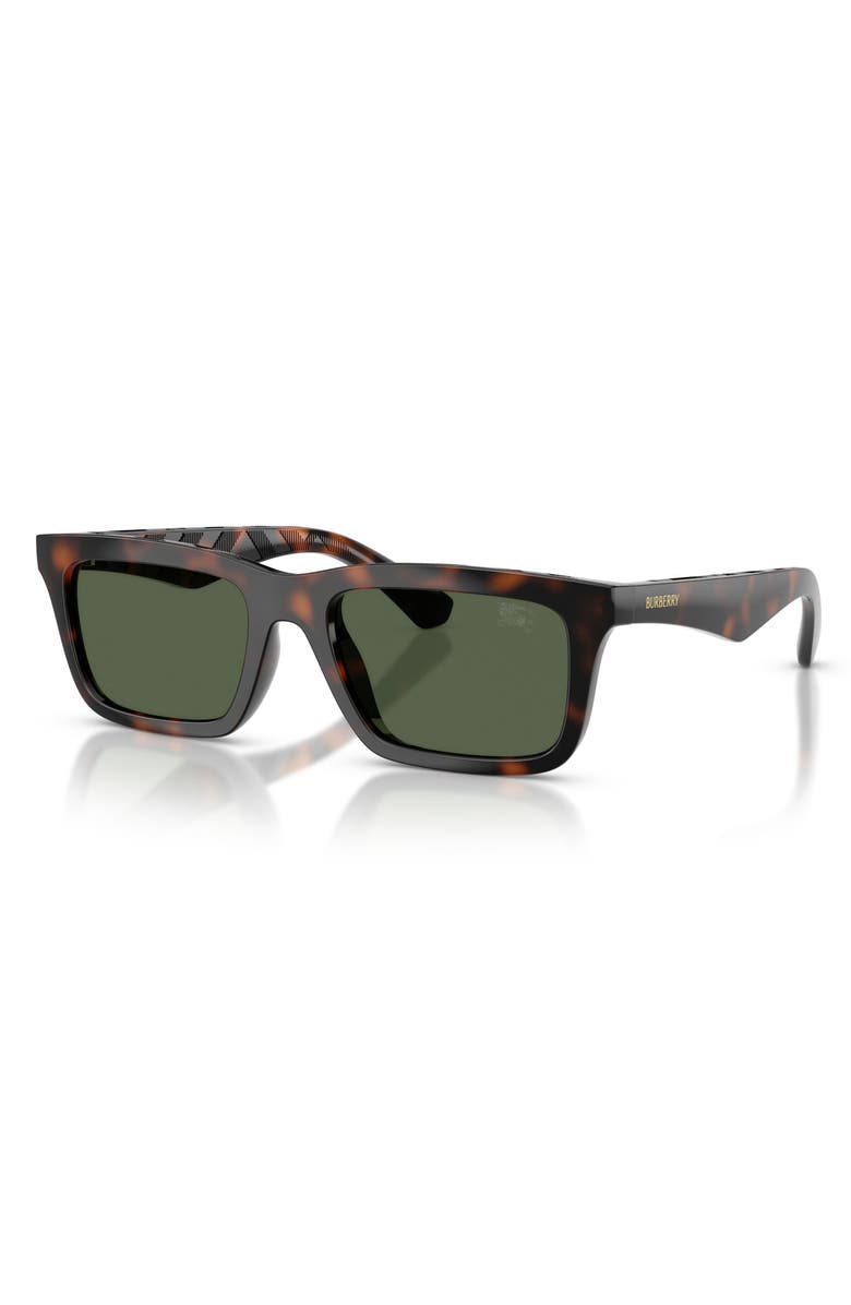 Burberry 53mm Polarized Rectangular Sunglasses, Alternate, color, Dark Havana / Dark Green Polar