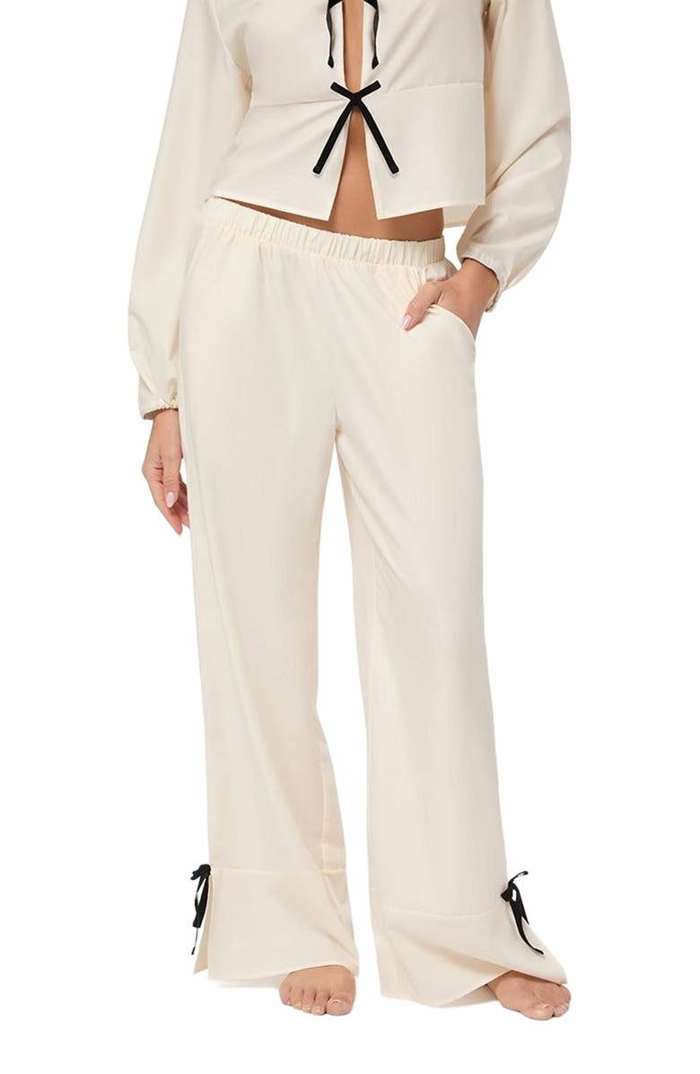 WeWoreWhat Tie Sleep Bottoms, Alternate, color, Ivory/Black