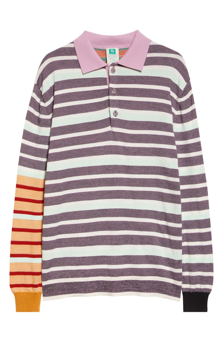 Waste Yarn Project Carl Stripe One of a Kind Polo, Alternate, color, White Multi