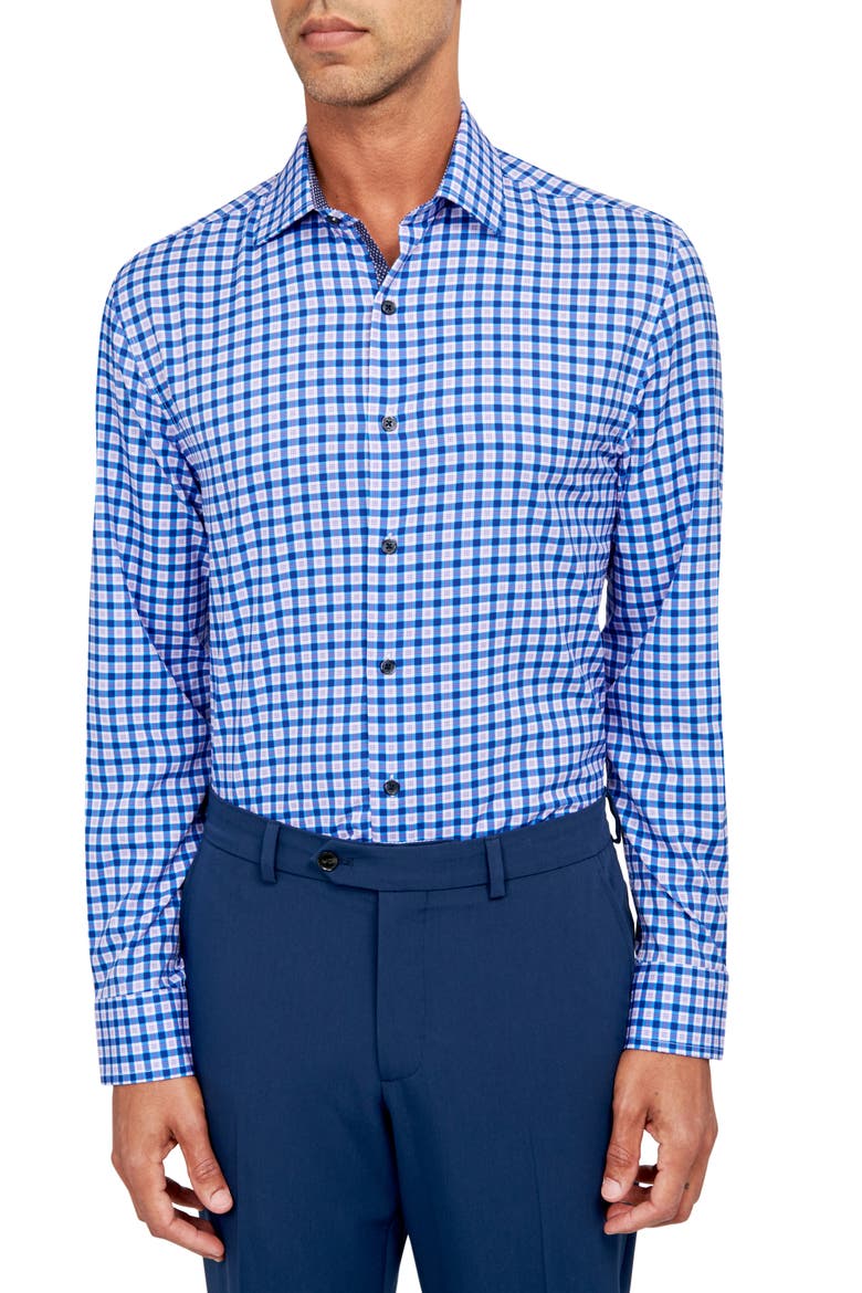 Check Performance Dress Shirt, Main, color, LILAC/ BLUE