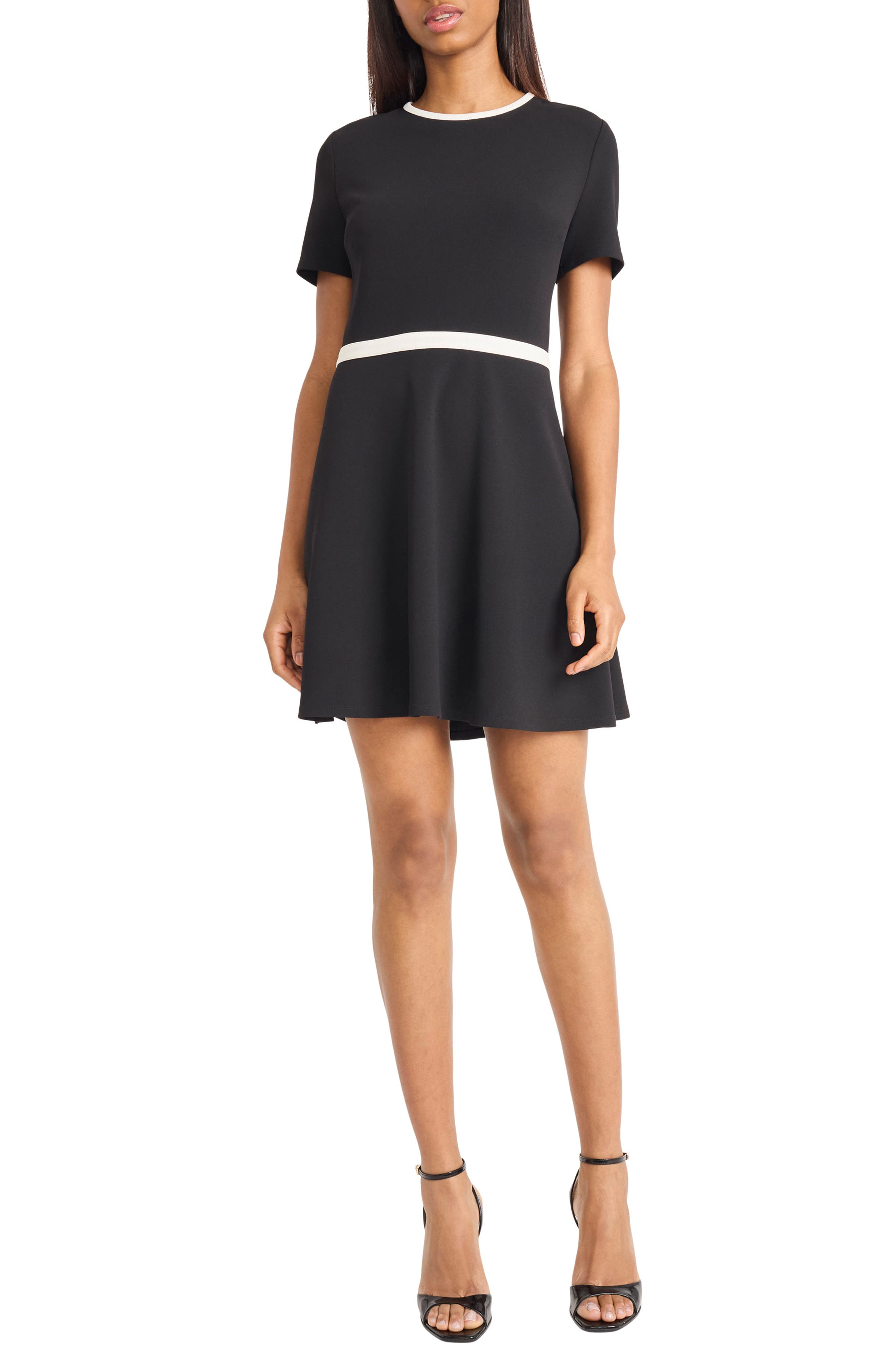 DONNA MORGAN FOR MAGGY Contrast Trim A-Line Minidress