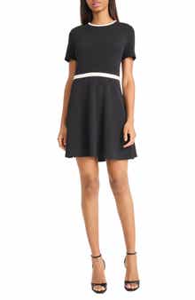 DONNA MORGAN FOR MAGGY Contrast Trim A-Line Minidress