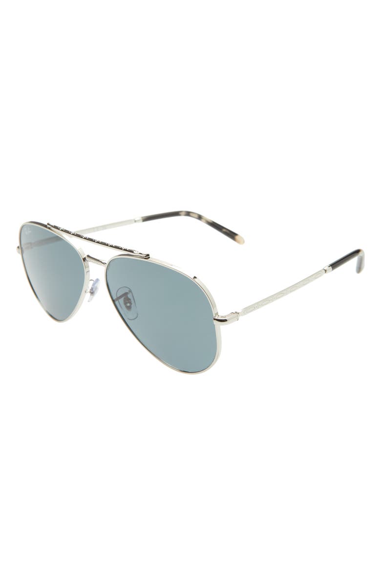Ray-Ban New Aviator 62mm Oversize Pilot Sunglasses, Alternate, color, Silver / Blue