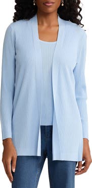 Jones New York Sutton Open Front Rib Knit Cardigan