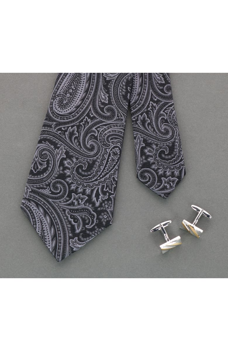 Trafalgar Sobee Paisley Silk Necktie, Alternate, color, Black