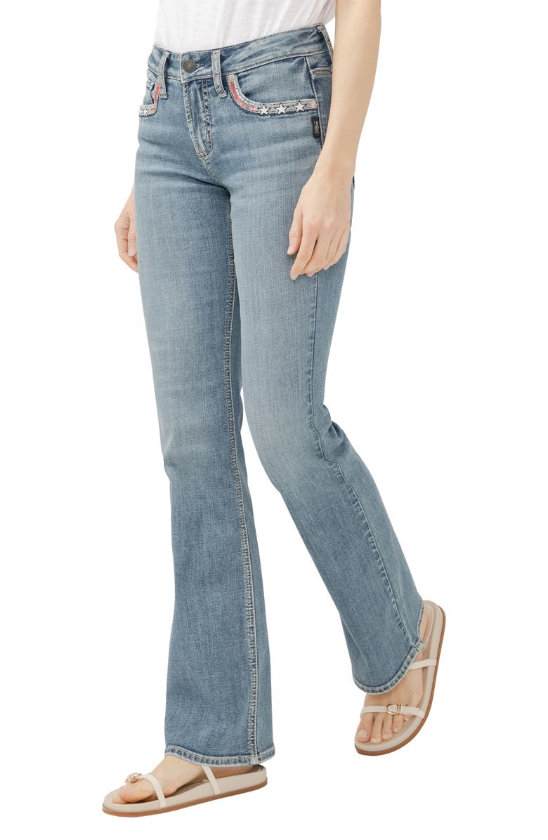 Silver Jeans Co. Suki Americana Curvy Mid Rise Bootcut Jeans, Alternate, color, Freedom