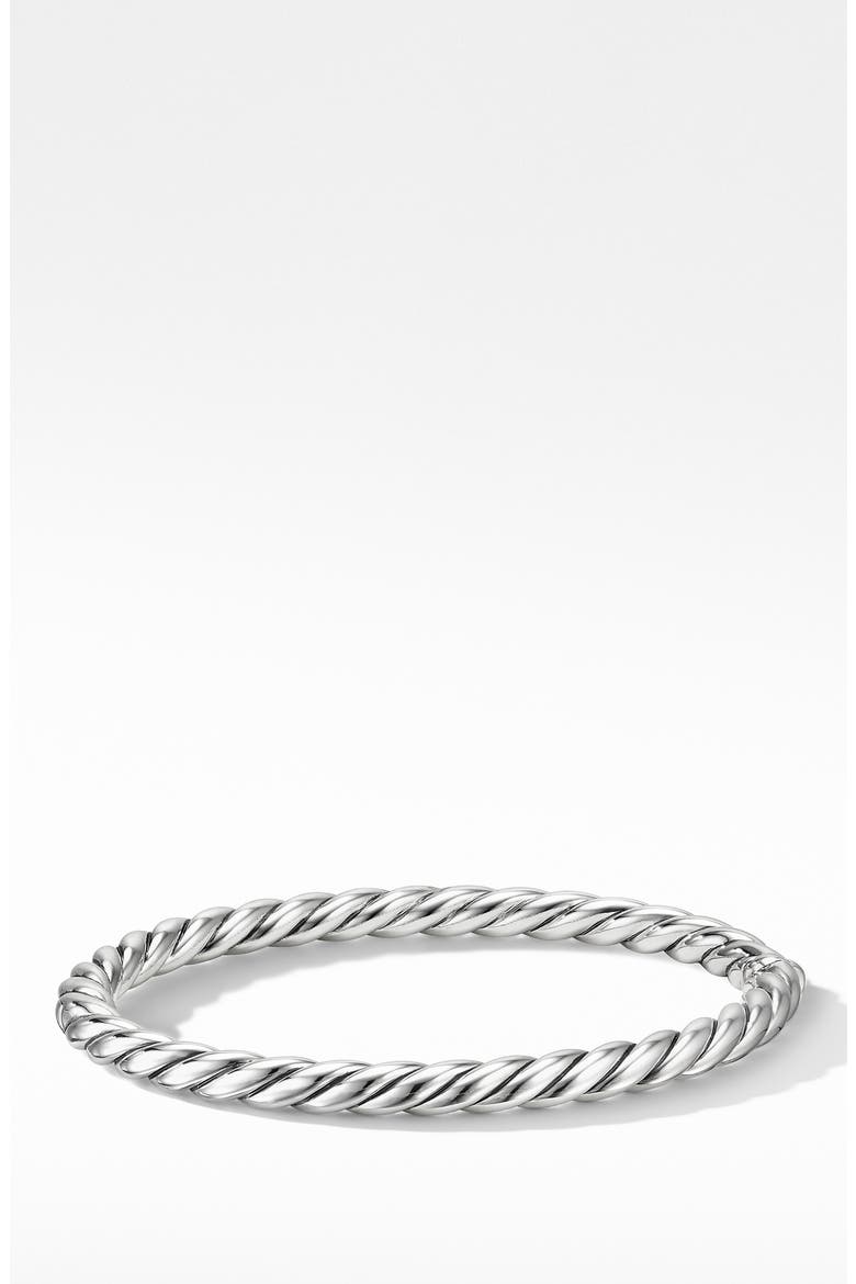 Sculpted Cable Bangle Bracelet in Sterling Silver, 5mm, Main, color, SILVER