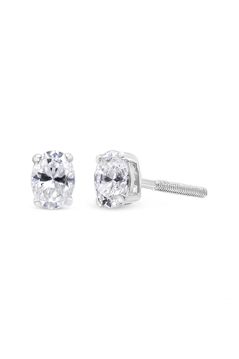 14K White Gold 1/2 Ct Lab Grown Oval Solitaire Diamond Stud Earrings, Main, color, White