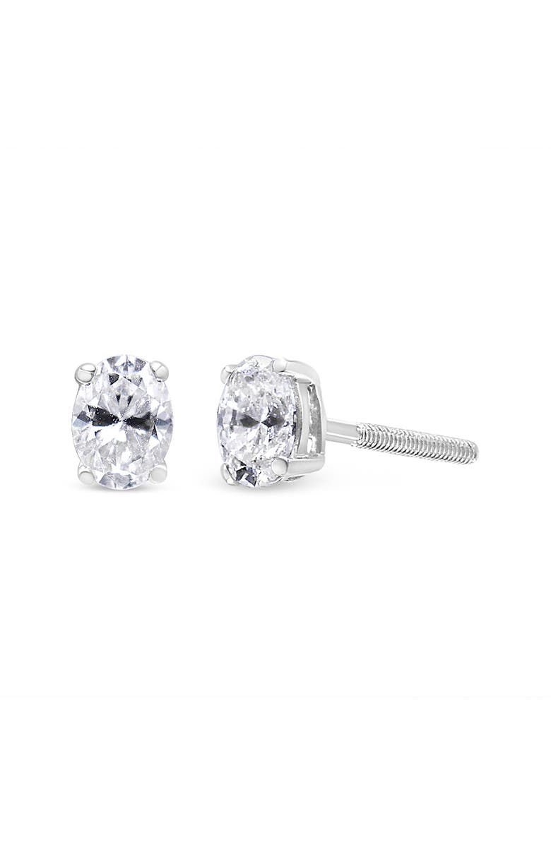 Haus of Brilliance 14K White Gold 1/2 Ct Lab Grown Oval Solitaire Diamond Stud Earrings, Main, color, White