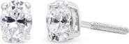 Haus of Brilliance 14K White Gold 1/2 Ct Lab Grown Oval Solitaire Diamond Stud Earrings