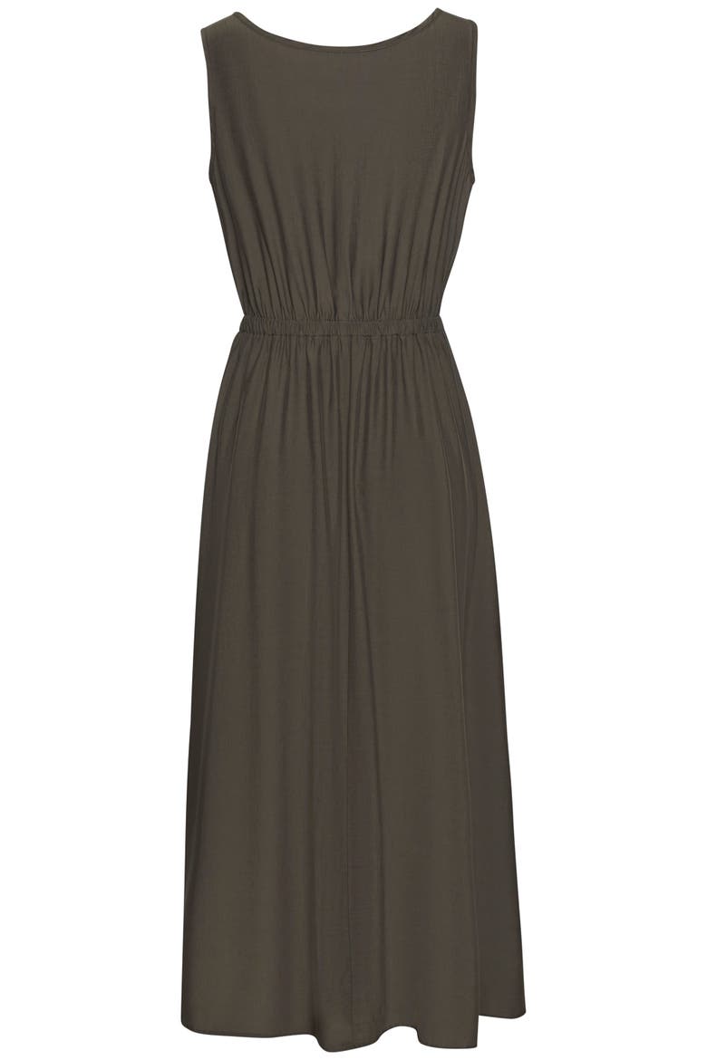 Button Detail Front Slit Dress, Alternate, color, Olive