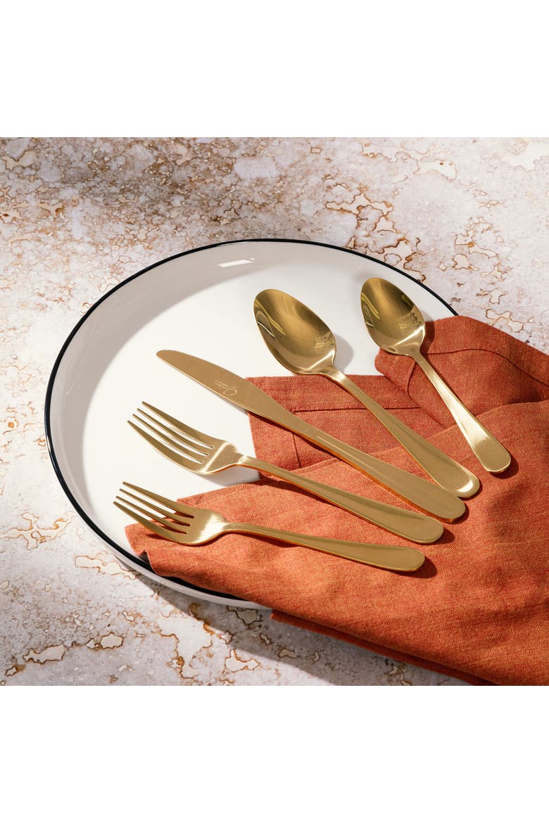 Stravidia 20 Piece Flatware set  Stainless Steel, Alternate, color, Metallic Gold