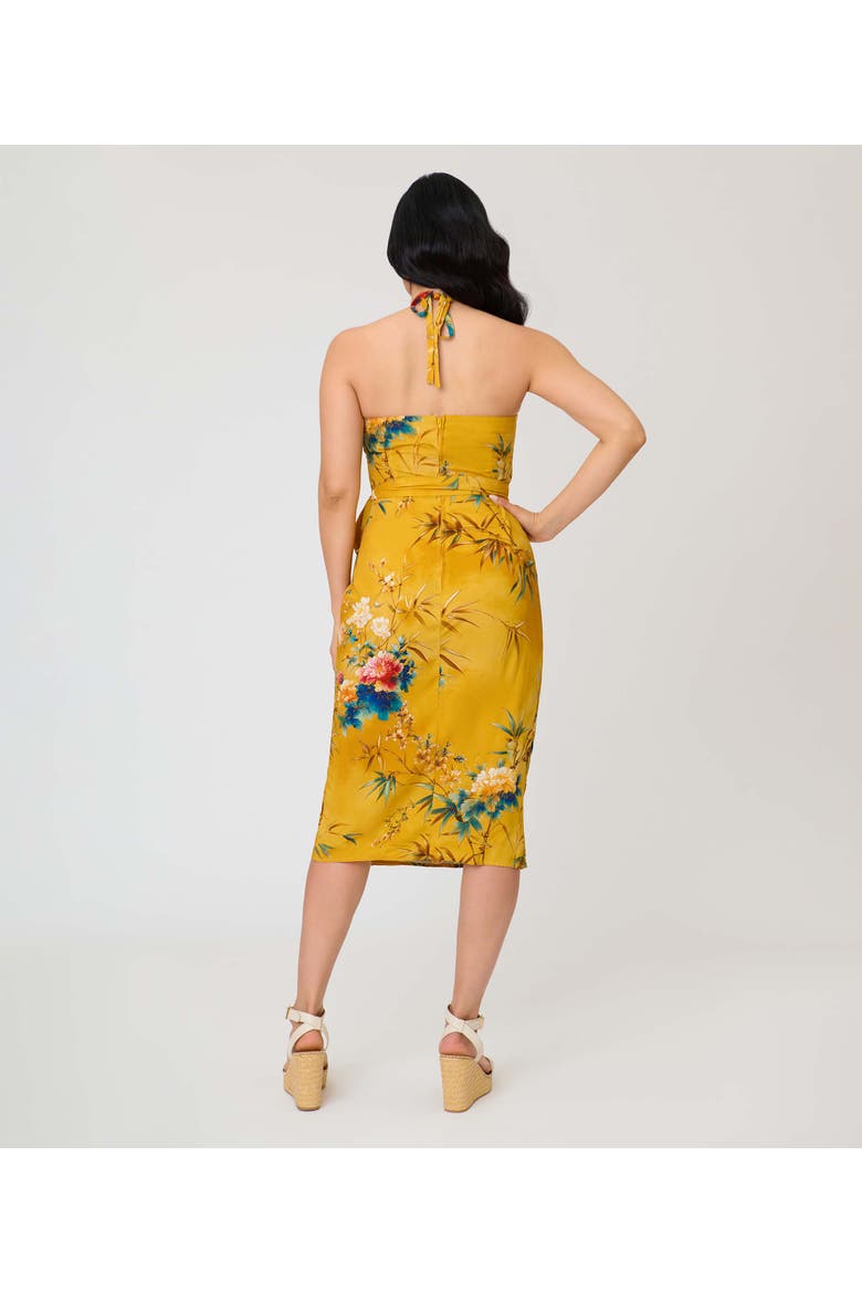 Leilani Sleeveless Sarong Dress, Alternate, color, Yellow Floral Print