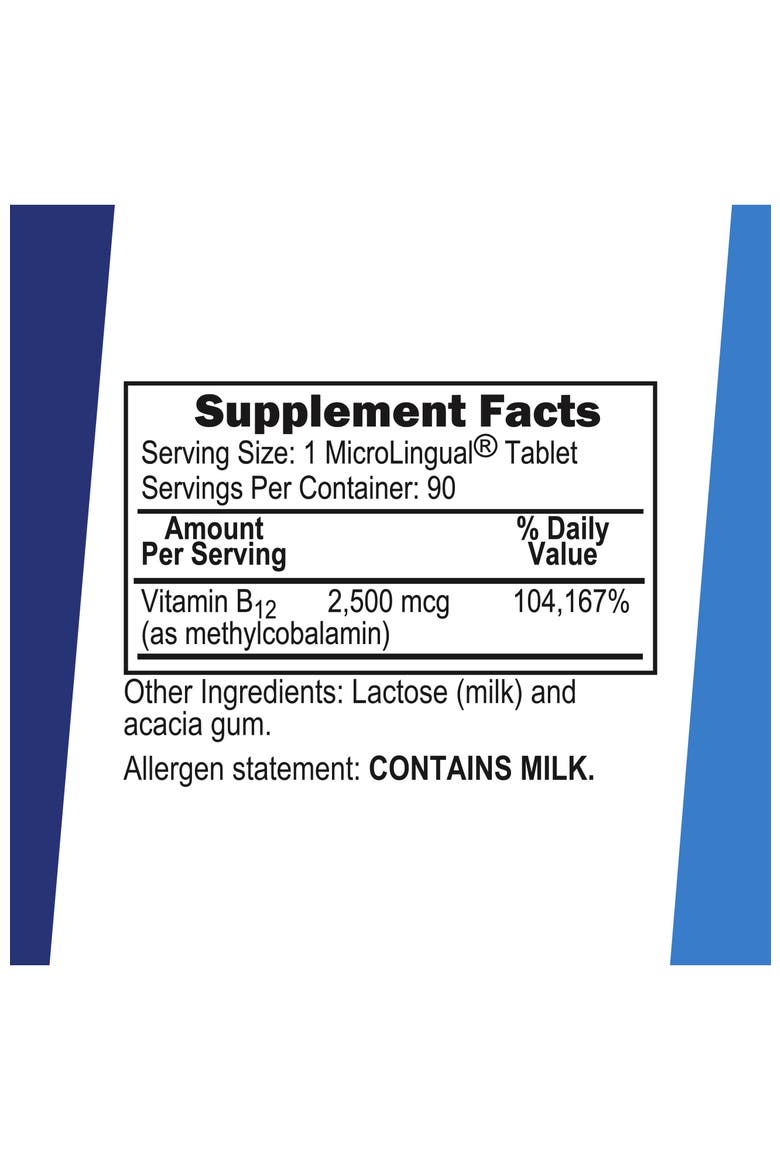No Shot Vitamin B12 Methylcobalamin MicroLingual Tablets White, Alternate, color, White