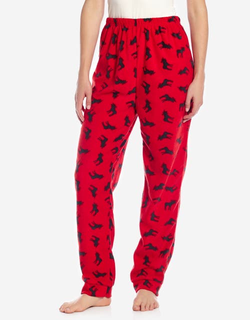Leveret Fleece Printed Holiday Pajama Pants In Red