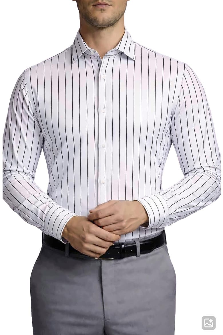Stripe Cotton Dress Shirt, Main, color, WHITE