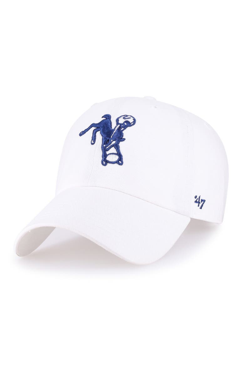 Men's '47 White Indianapolis Colts Historic Logo Clean Up Adjustable Hat, Main, color, White