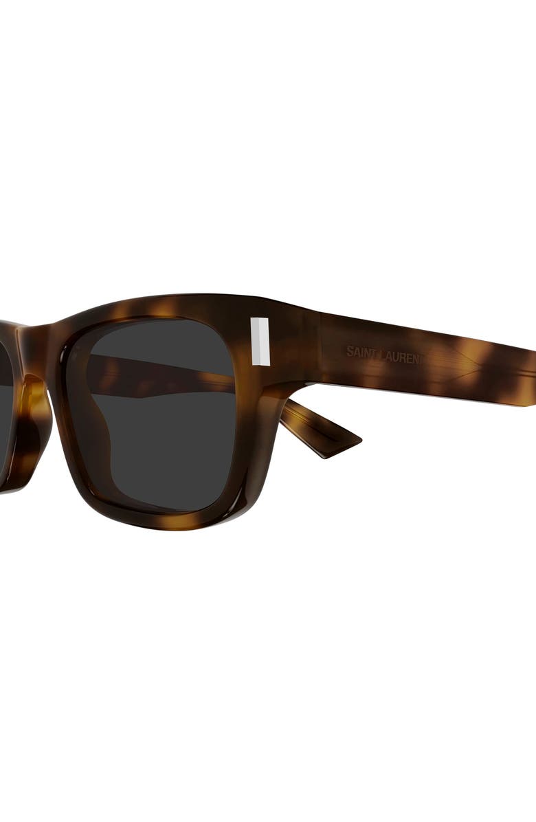 Saint Laurent 53mm Rectangular Sunglasses, Alternate, color, Havana
