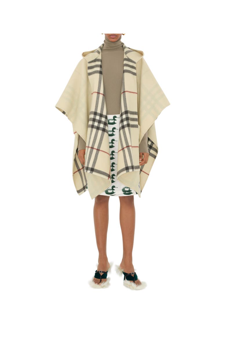 Cashmere Hooded Cape, Alternate, color, Stone beige