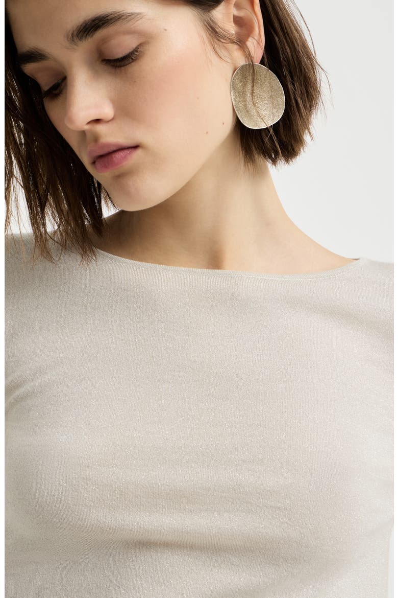 Sparkling cashmere and silk lightweight sweater, Alternate, color, Milk