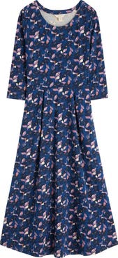 Seasalt Cornwall Veronica Print Stretch Organic Cotton Jersey Midi Dress