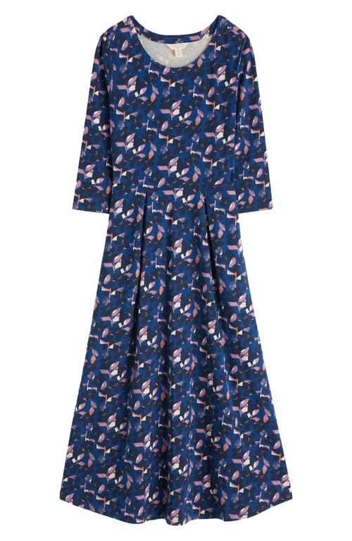 Seasalt Cornwall Veronica Print Stretch Organic Cotton Jersey Midi Dress In Blue