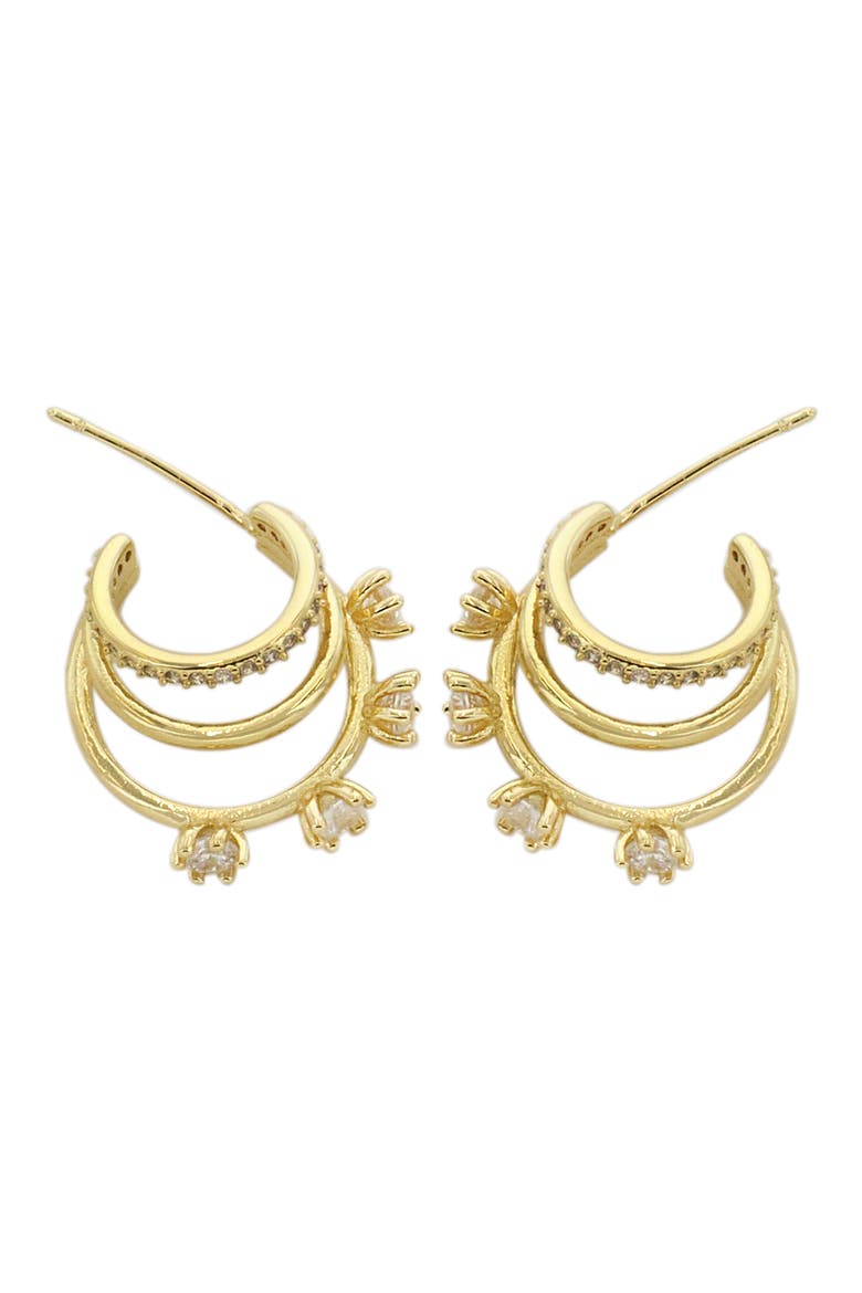 CZ Triple Hoop Earrings, Main, color, GOLD