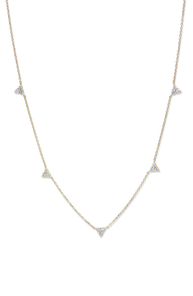 Anzie Cléo Trio Diamond Station Necklace, Main, color, Gold