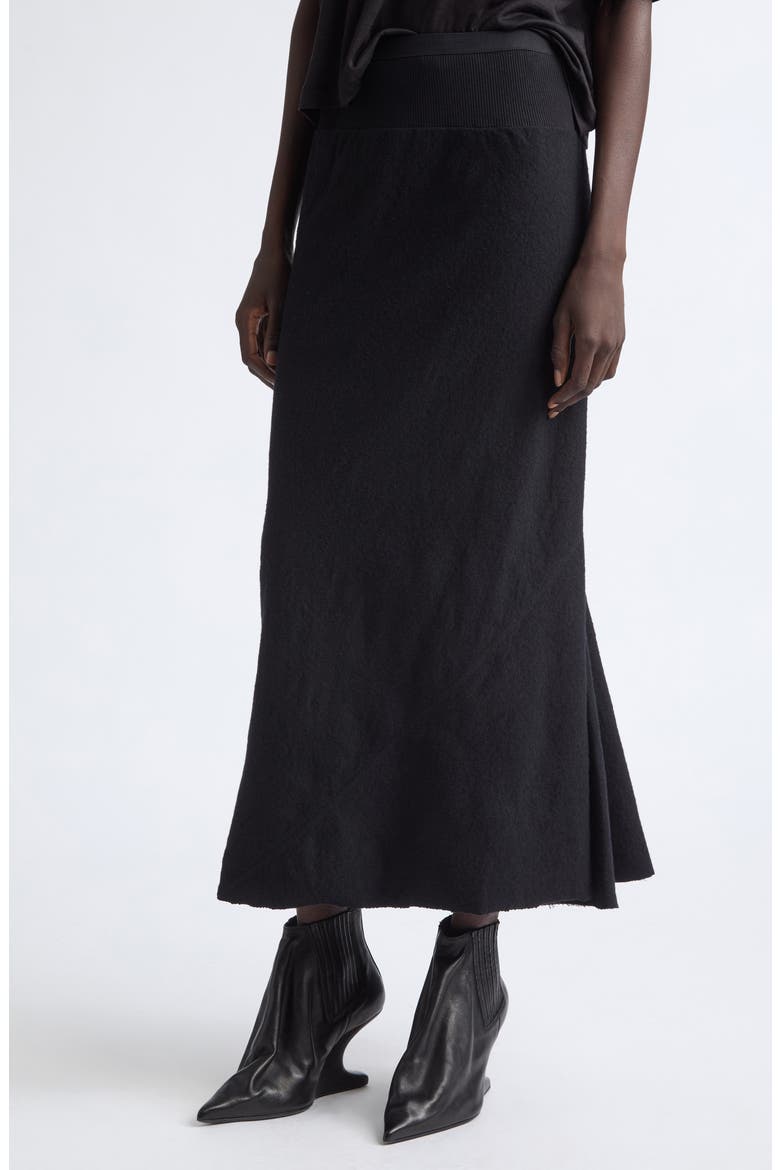 Bias Cut Cotton & Wool Skirt, Alternate, color, BLACK