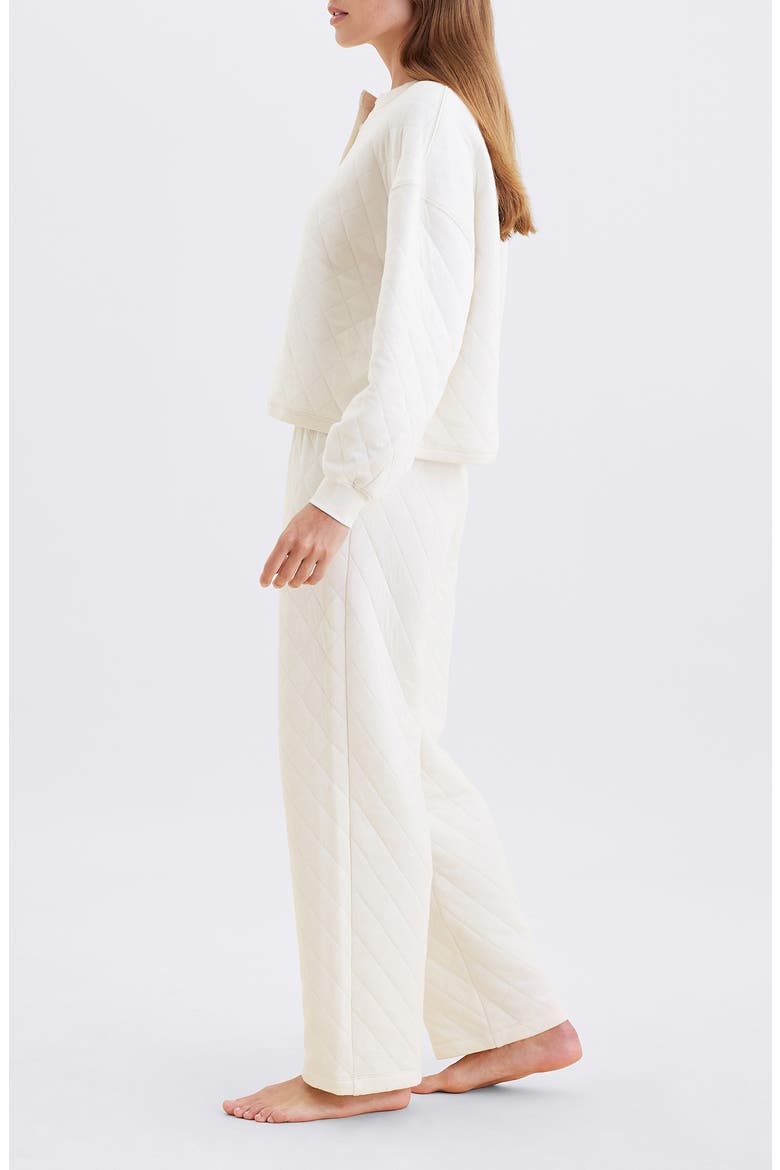 Quilted Cotton Pajamas, Alternate, color, ECRU