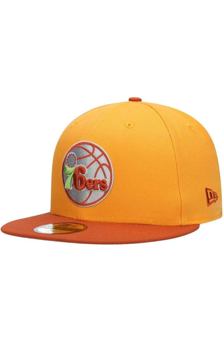 New Era Men's New Era Gold/Rust Philadelphia 76ers 59FIFTY Fitted Hat, Main, color, Gold