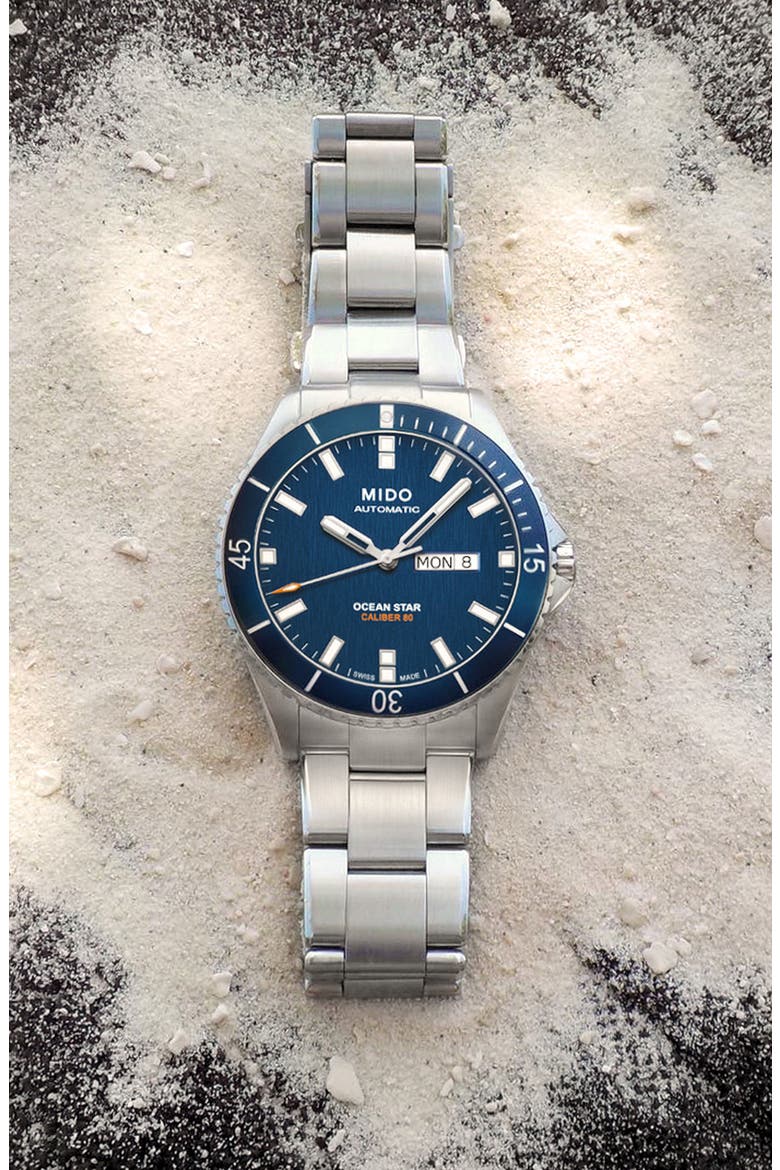 Ocean Star Diver Bracelet Watch, 42mm, Alternate, color, SILVER/NAVY/SILVER