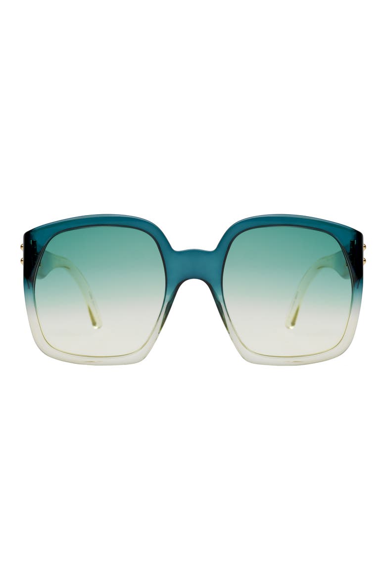 58mm Square Sunglasses, Alternate, color, PETROL/ GREY GREEN