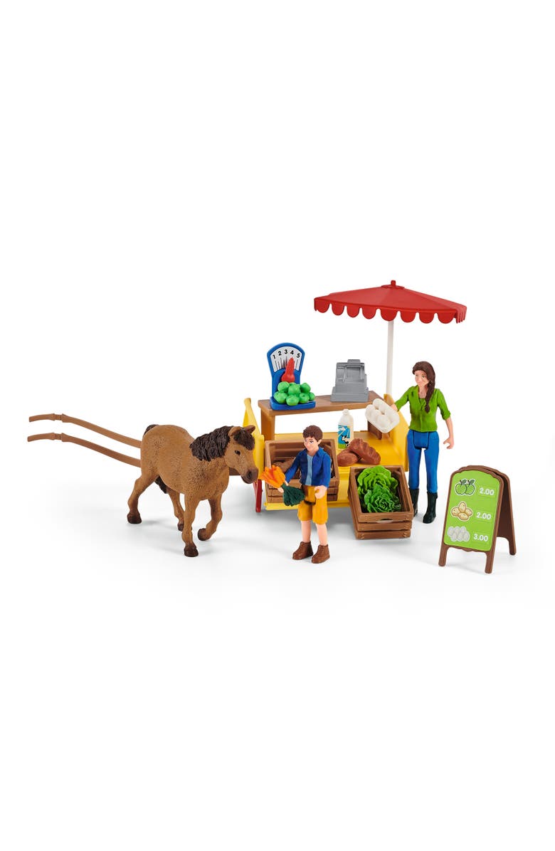 Schleich Farm World Sunny Day Mobile Farm Stand, 21 Pieces, Alternate, color, Multicolored