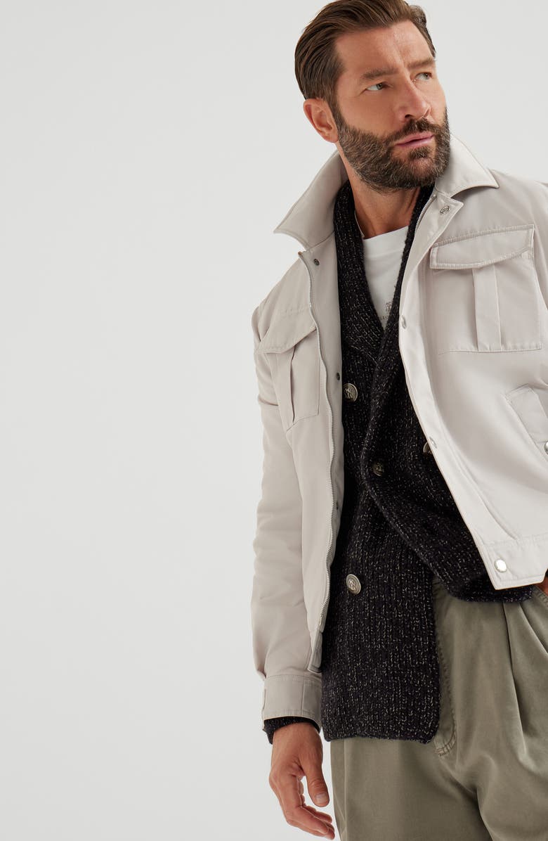 Brunello Cucinelli Bomber jacket with padding, Alternate, color, Ivory