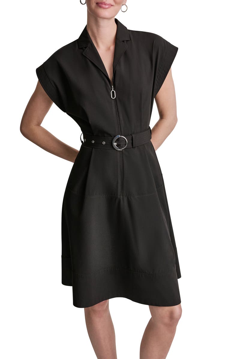 DKNY Belted A-Line Shirtdress, Alternate, color, Black