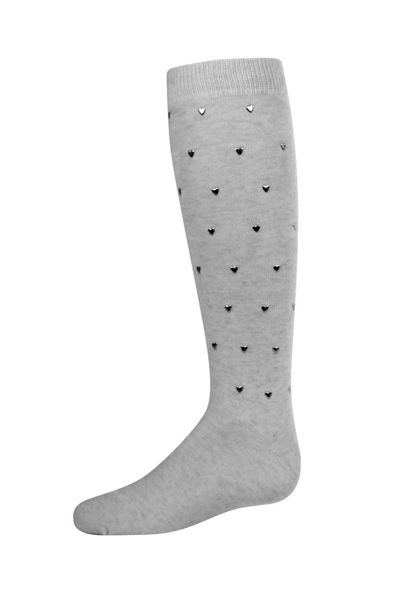 Sweetheart Studded Knee-High Socks, Main, color, Light Gray