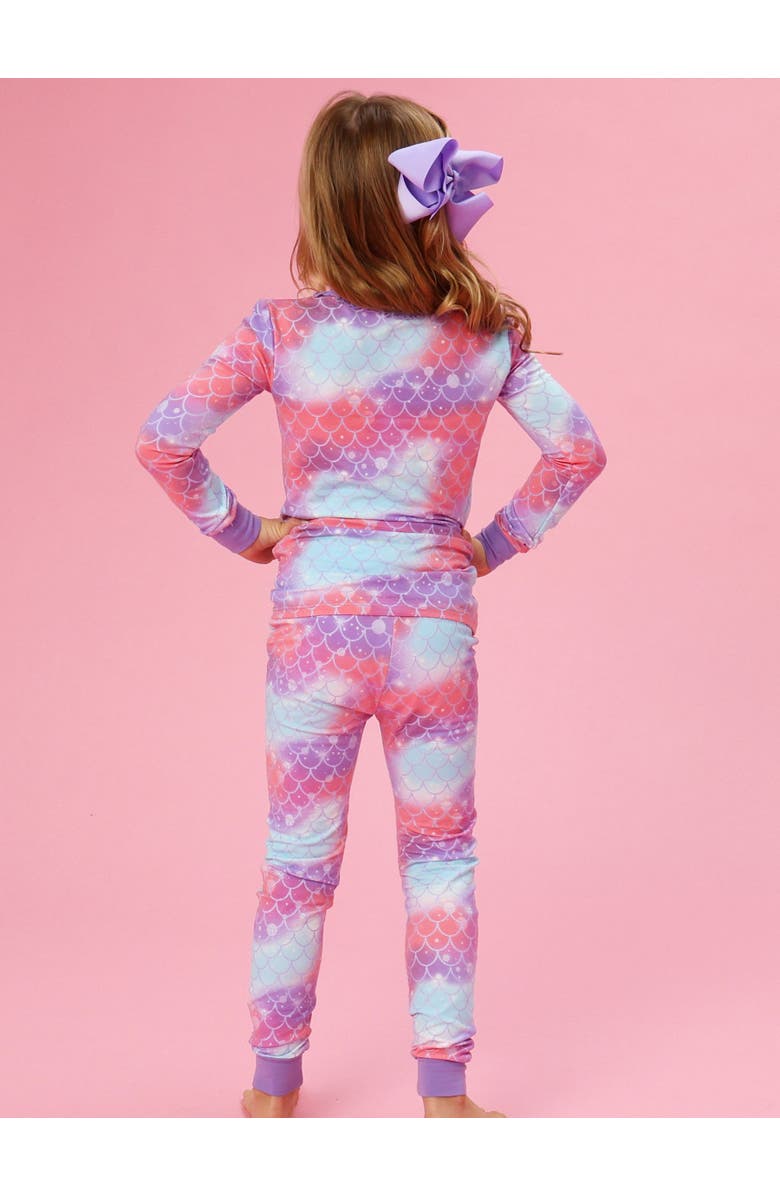 Softsnooze Modal Blend Ruffle Long Sleeve Pajama Set, Alternate, color, Shimmer Mermaid Tale